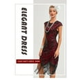 thumbnail image 4 of 30S Flapper Dresses 1920s Vintage Dress Summer Fringe Beaded Great Gatsby Party Cocktail Prom Tassels Sequin Size S-3XL,Red,M, 4 of 12