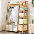 thumbnail image 4 of Clothing Rack, Freestanding Garment Hanger with Integrated Shoe Rack and Multi-Tiered Shelves, Wardrobe Storage for Bedroom and Hallway, 43.3x15.7x55.1 Inch Natural, 4 of 11