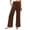 Brown, variant on Women's Linen Blend Wide Leg Pants Smocked Waist Split Hem Trousers Women's Loose Fit Ankle Tied Drawstring Casual Pants