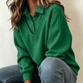 thumbnail image 5 of Tbopshirt Sweatshirts for Women Solid Color Shirt Lapel Patchwork Hoodie Sweatshirt V-Neck Long Sleeve Loose Casual Pullover with Collar Flap Flap Sports Top Hoodie,S-3XL, 5 of 8