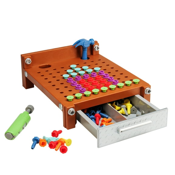 Educational Insights Design & Drill My First Workbench (Brown) Toy with Electric Drill, Preschool STEM & Take Apart Building Toy, Boys and Girls Ages 3 4 5 