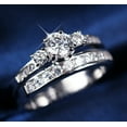 thumbnail image 4 of Silver & Stone Jewels White Gold Finish Ring Set CZ Engagement & Band, Ideal Anniversary Gift, 4 of 6