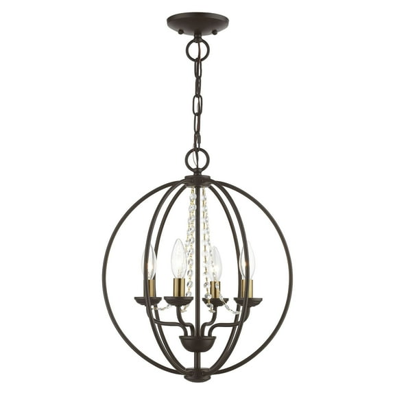 Livex Lighting - Arabella - 4 Light Globe Convertible Chandelier In Shabby Chic