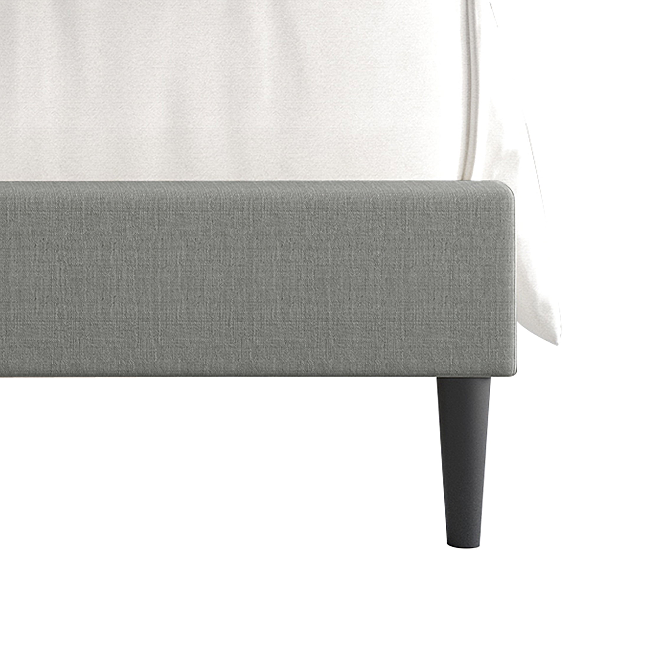 Castle Place Classic Linen Upholstered Full Platform Bed, Light Grey
