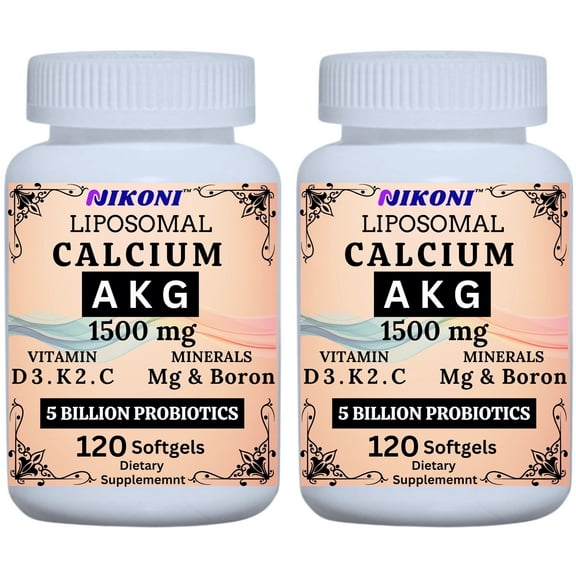 Liposomal Calcium AKG 1500mg Supplement with Probiotics, Vitamins, Healthy Aging, 240 Softgels