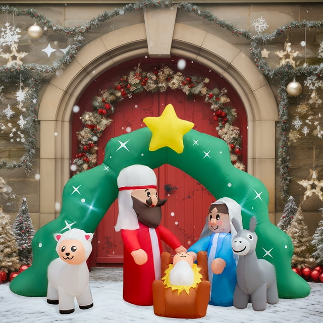 Inflable Navideño La Merced Nacimiento de Jesus 2.10mts Luz Led Decoración Navideña