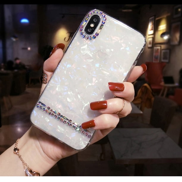 Pulsera de flores de cristal de perlas de diamante 3D para iphone 13, 12, 11 Pro MAX, XR, XS, 7, 8plus, Samsung S8, 9, 10Lite, Note 8, 9, 10plus qiuyongming unisex
