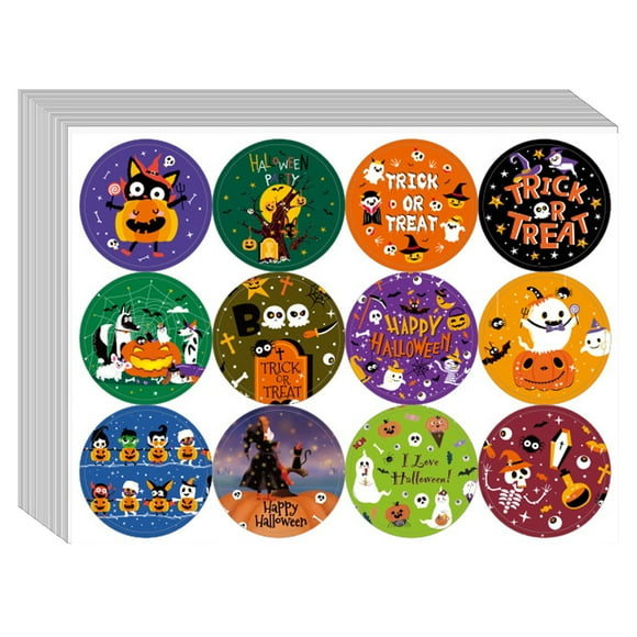 1200 Pcs Halloween Pun Stickers Funny Halloween Sticker Cute Pumpkin Bats Adults Stickers Decals for Halloween Party Favors Holiday Decorations Stickers
