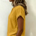 thumbnail image 4 of SSZMDLB Women V Neck T-Shirts Short Sleeve Solid Casual Basic Tee Beach Summer Tops Fashion Scoop Neck Comfy Vacation Outfits Workout Clothes, Yellow M, 4 of 8