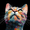 Cat Face, variant on Vibrant Cat Portrait Decoration Painting / Canvas Art, Suitable for Living Room Decor. Bedroom Decor. Office Decor. Bar Decor. Cafe Decor. Apartment Decor.