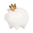 thumbnail image 2 of Ceramic Pig Figurine - Contemporary White and Gold 6" Pig with Crown Decorative Statue - Pig Table Accent Decor For Home or Office, 2 of 8
