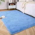 thumbnail image 2 of Dwelke Fluffy Shag Area Rugs Soft Shaggy Rugs for Girls Bedroom Kids Room Carpet Dorm Rug,5'x8',Cerulean Blue, 2 of 7