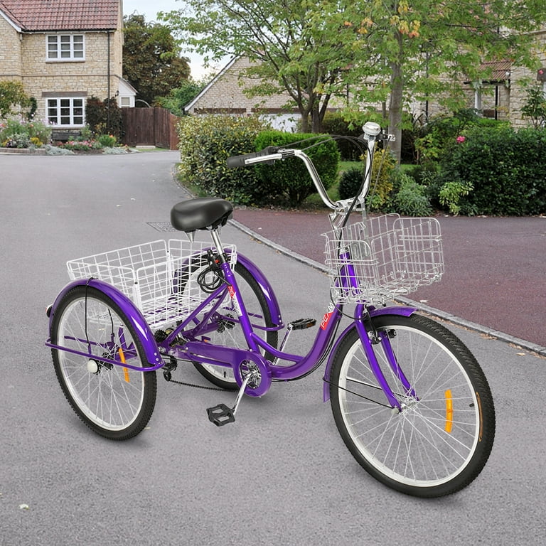 PEXMOR 7-Speed Adult Trike, 24/26 Inch Cruiser Bike with Folding