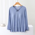 thumbnail image 4 of Birdeem Blouse Femme Unie Décontractée Mode Col Rond Manches Longues Pyjama Tops, 4 of 12