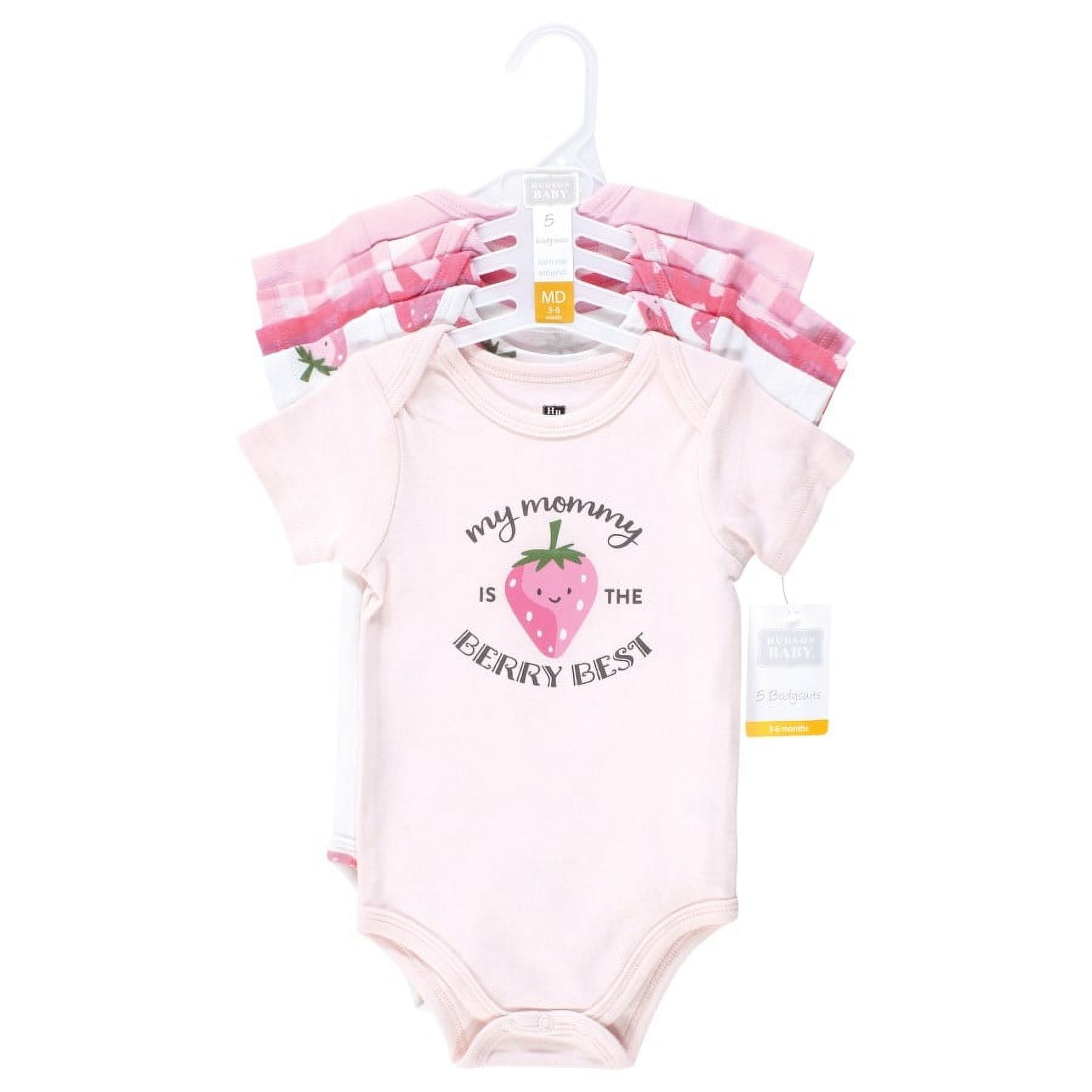 Hudson Baby Short Sleeve Bodysuits, 5-Pack, Newborn- 24 Months