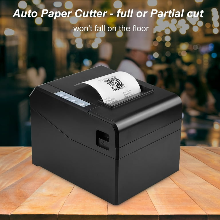 Thermal Receipt Printer 80mm Desktop Direct Thermal Printing USB+LAN  Connection 300mms High Speed with Auto Support ESCPOS for Shipping Business