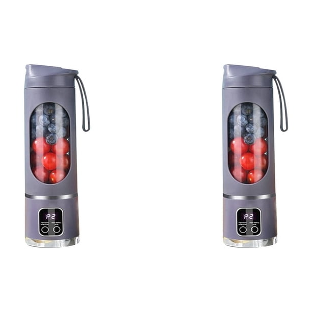 2X Licuadora Portátil Recargable por USB, Mini Trituradora de Hielo de 8 Cuchillas con Pantalla Digital, 3 Modos, Color