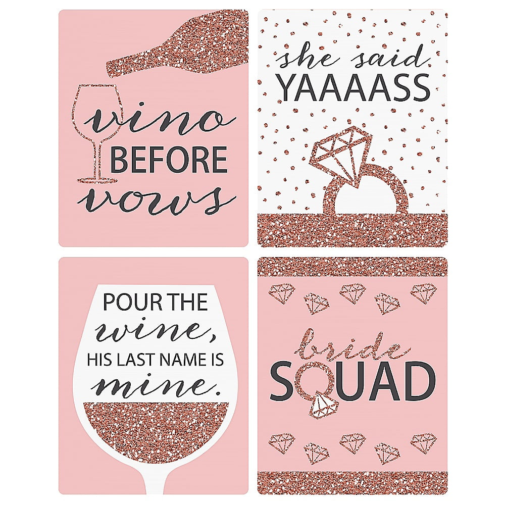 Bachelorette Party Address Labels Rose Gold Bridal Shower Address Labels Personalized Return Address Stickers 30 Ct. Bride Squad