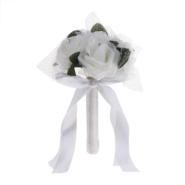Decoración Nupcial Boda Ramo Flor Rosas De Espuma Artificial Plantas Blanco