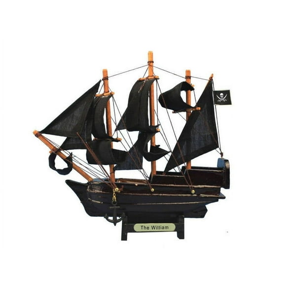 Handcrafted Model Ships 6 x 2 x 7 in. Wooden Calico Jacks the William Model Pirate Ship