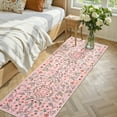 thumbnail image 6 of Wonnitar 2x6 Insect Kitchen Runner Rug, Ultra Thin Pink Boho Floral Runners for Hallway, Soft Low Pile Washable Runner Rugs, Non Slip Rug Runner for Entryway Laundry, 6 of 8