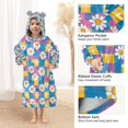 thumbnail image 3 of FORMRS Wearable Blanket Hoodie with Sleeves for Kids Cozy Flannel Sweatshirt, Blue Checkered Daisy, 3 of 7