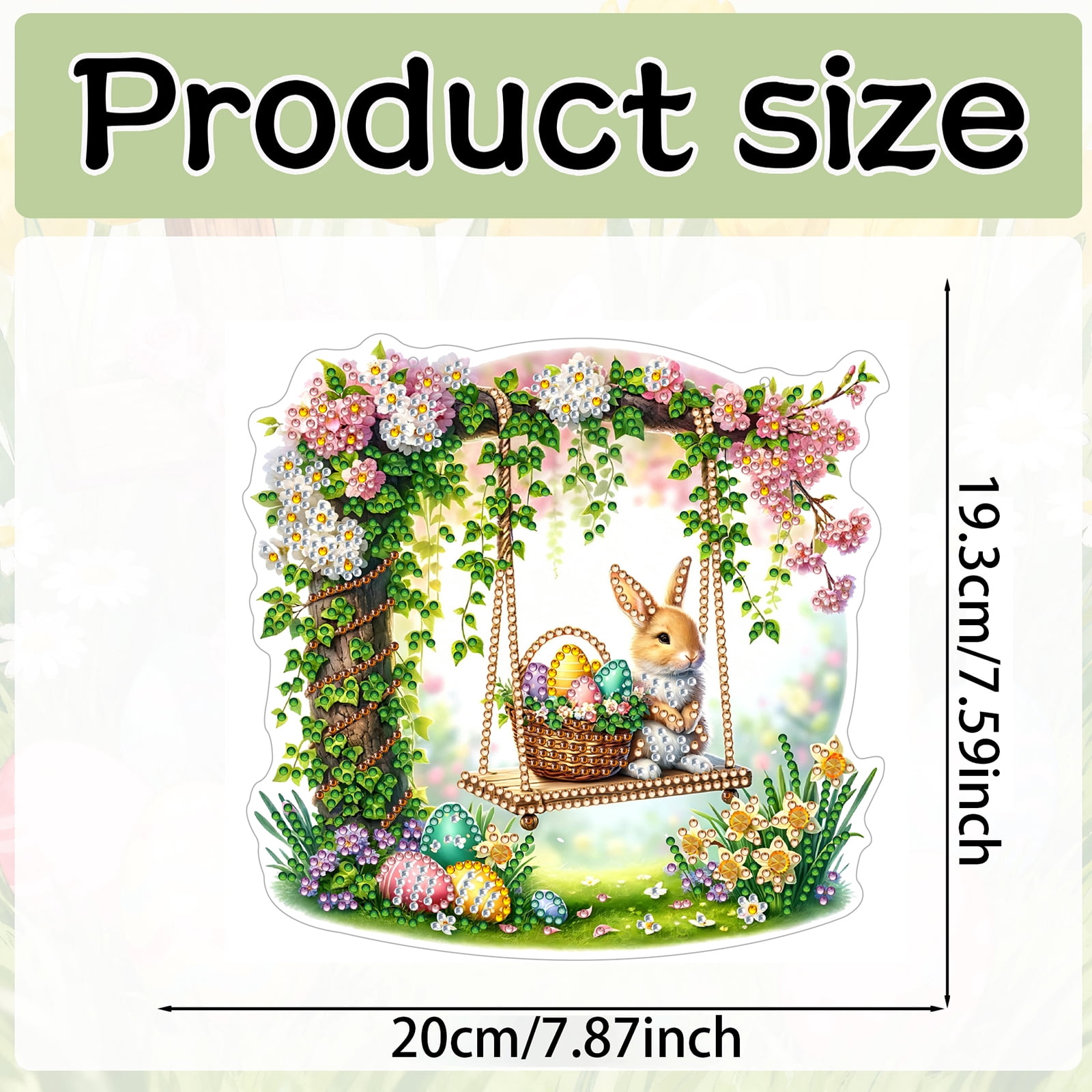 FLOPESN DIY Easter Diamond Art Painting Pendant Kit - 7.08X7.87in Acrylic Single-sided Rhinestone Dotting Pendant Wall Decor-4Pcs
