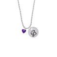 thumbnail image 2 of Delight Jewelry Acrylic 5/16" Purple Heart Silvertone Script Initial Disc - B - Charm Necklace, 20"+3", 2 of 4