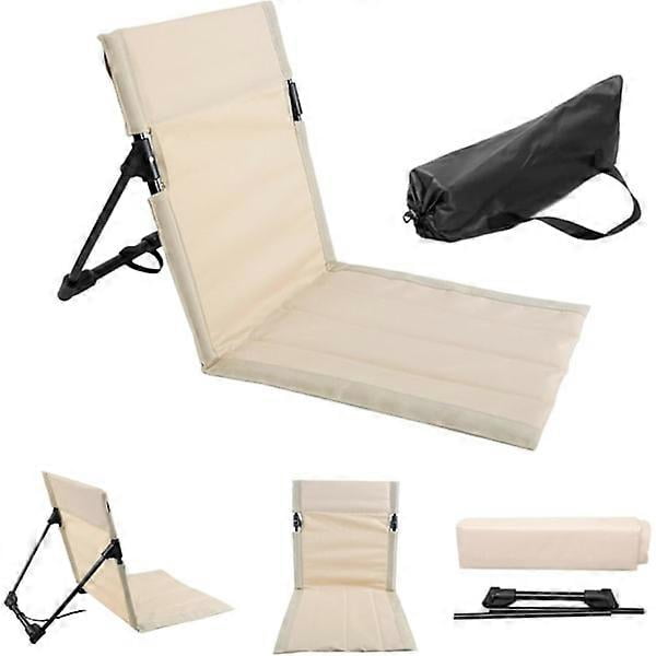 Beach chair mat with backrest, folding garden chair, folding beach mat with one-step assembly (Beige)