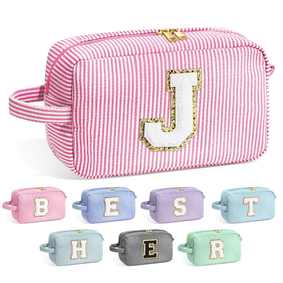 Bolsa de maquillaje YOOLIFE Initial Monogram Cute Pink para mujer