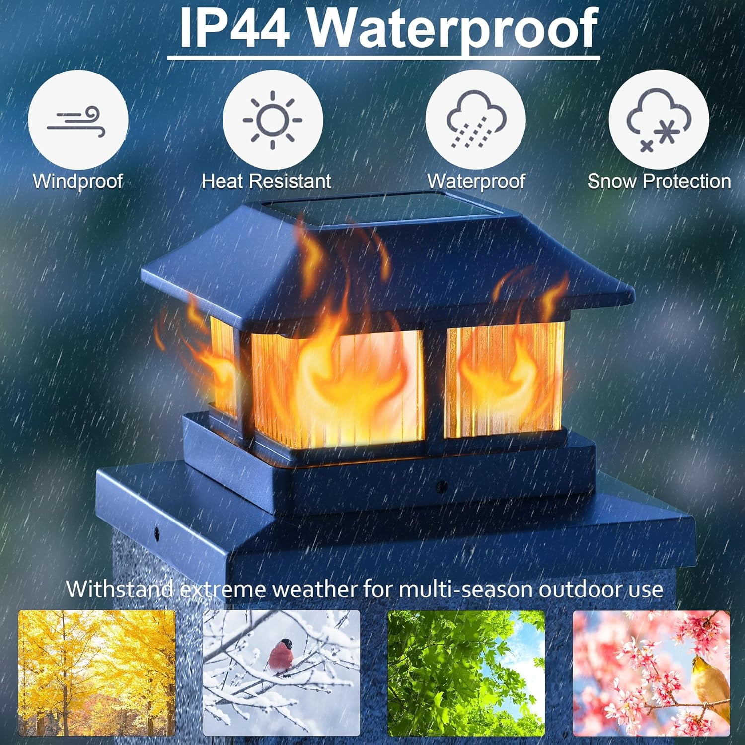 Powered Flickering Flame Post Cap Lights, 8 Pack Outdoor Garden Deck  Light, Waterproof for 4x4 5x5 6x6 Posts
