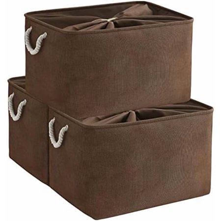 Organization and Storage for Organizing - Extra Jumbo 3 Pack 20.5x15.7x13.8 inch Fabric Storage Bin for Shelves Storage cubes for Decorative Shoes Towel Blanket Closet (Brown)