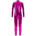 thumbnail image 6 of iiniim Girls Long Sleeve Shiny Metallic Jumpsuit Dance Gymnastics Leotard Bodysuits Unitard Dancewear Hot Pink 8-10, 6 of 6