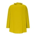 thumbnail image 4 of Yubnlvae Women's Ruffled V-Neck Blouse 3/4 Sleeve Cotton Linen Top - Casual Ruffle Trim V-Neck Shirt - Summer Beach & Office Wear (S-XXXL) (Yellow | XL), 4 of 5