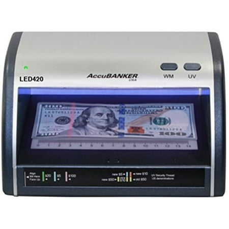 AccuBANKER Cash and Card Counterfeit Bill Detector, Money Checker with LED UV Detection LED420