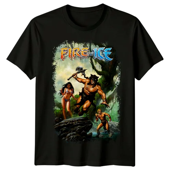 RARE Fire and Ice (1983) Movie Poster Inspired T-Shirt Retro 80s Tee