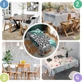 thumbnail image 4 of Black Turquoise and Gray Floral Pattern Rectangle Tablecloth 60"x84",Waterproof Polyester Rectangle Table Cloth, Wipeable Spillproof Polyester Tablecloth for Dining, Camping, Indoor and Outdoor, 4 of 5