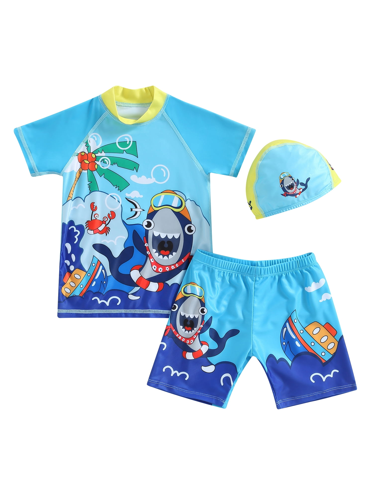 Qtinghua Toddler Baby Boy Swimsuit Bathing Suit Rashguard Short Sleeve