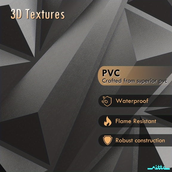 3D Wall Panels, Mosaic Triangle Textured PVC Panels for Interior Wall Decor, 11.8"x11.8", Living Room, Bedroom, Kitchen, TV Background, Feature Wall