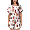 thumbnail image 1 of Balery Cute Cat And Christmas Gift Conjunto de Pijama para Mujer con Estampado, Dos Piezas de Manga Corta y Shorts, Ropa de Dormir Suave con Cuello Redondo y Bolsillos-XX-Large, 1 of 6