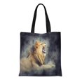 thumbnail image 1 of JSDART Sac Fourre-Tout en Toile Lion Mâle Rugissant dans la Fumée sur Épaule Réutilisable Sac de Courses Sac à Main, 1 of 1