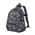 thumbnail image 2 of DarkBlue Dinosaurs Pattern Cute School Backpack with Padded Back and Adjustable Shoulder Straps 13.4"x11"x4.7", 2 of 5