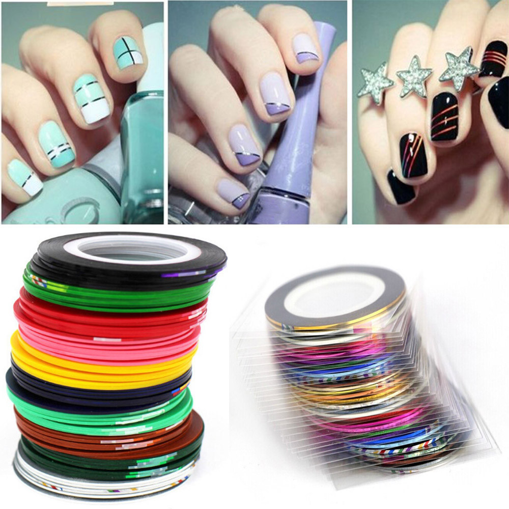 【Yolie 】43Pcs Mixed Colors Rolls Striping Tape Line DIY Nail Art Tips Decoration Sticker - image 1 of 6