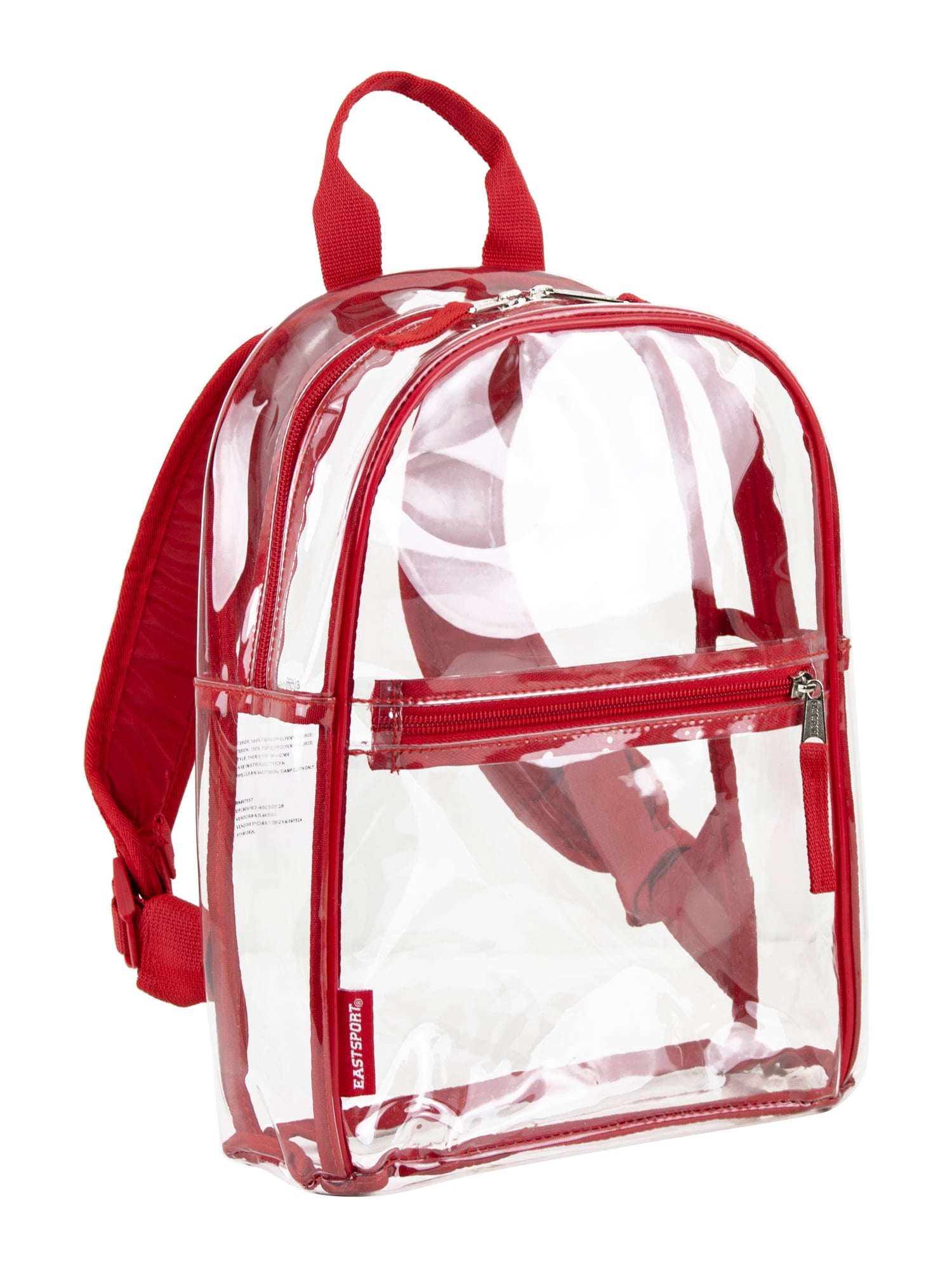 Eastsport Unisex Clear Mini Dome Backpack, Red Trim
