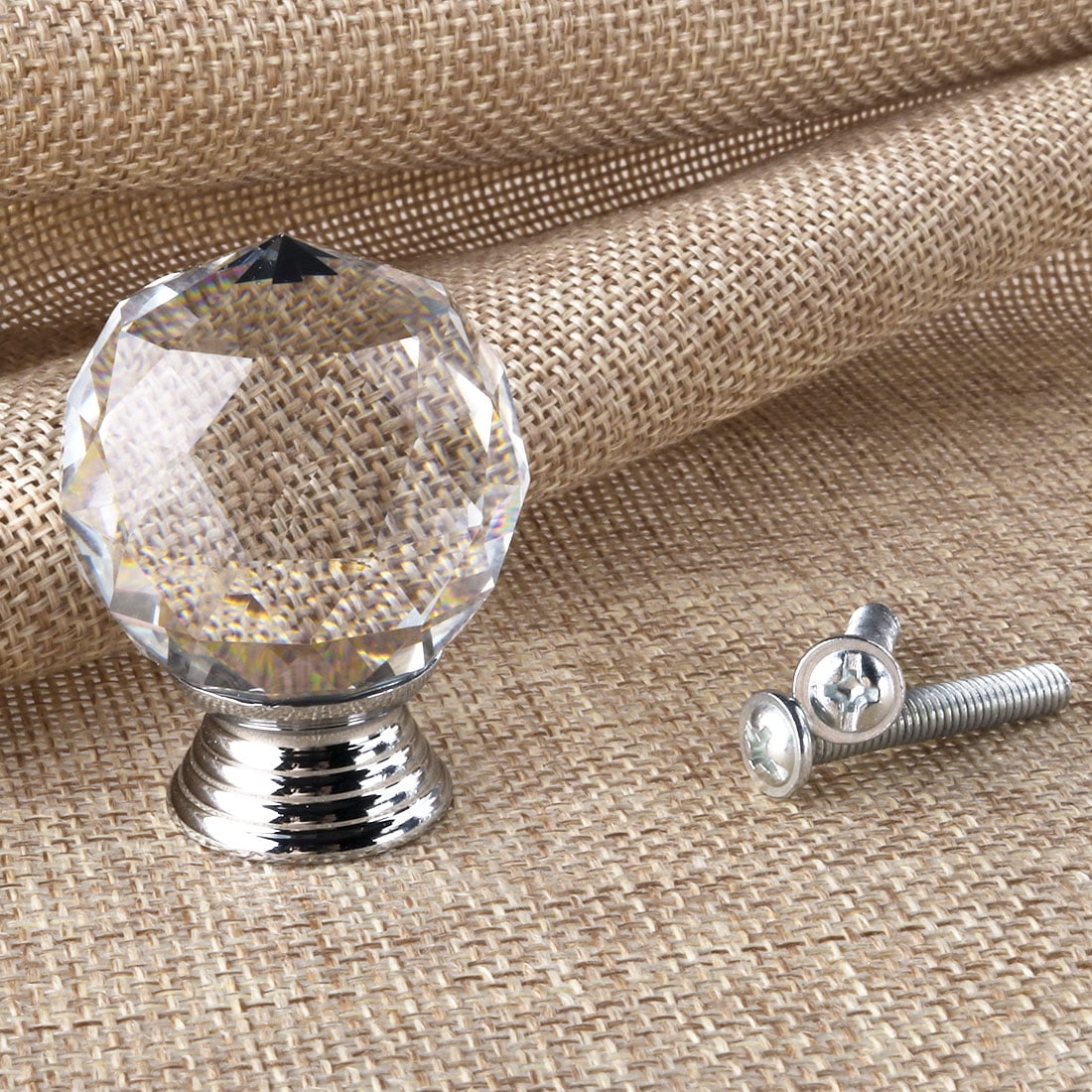 Uxcell 30mm Diamond Crystal Glass Drawer Knobs for Kitchen Cabinet Cupboard,1/6/8/10/20Pcs,High-gloss