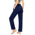 thumbnail image 6 of Nhthy Women’s Solid Color Daily Wear Trousers, Relaxed Straight Silhouette, Lightweight Breathable, Casual Loose Long Pants for Hot Weather Outdoor Activities Navy M, 6 of 9