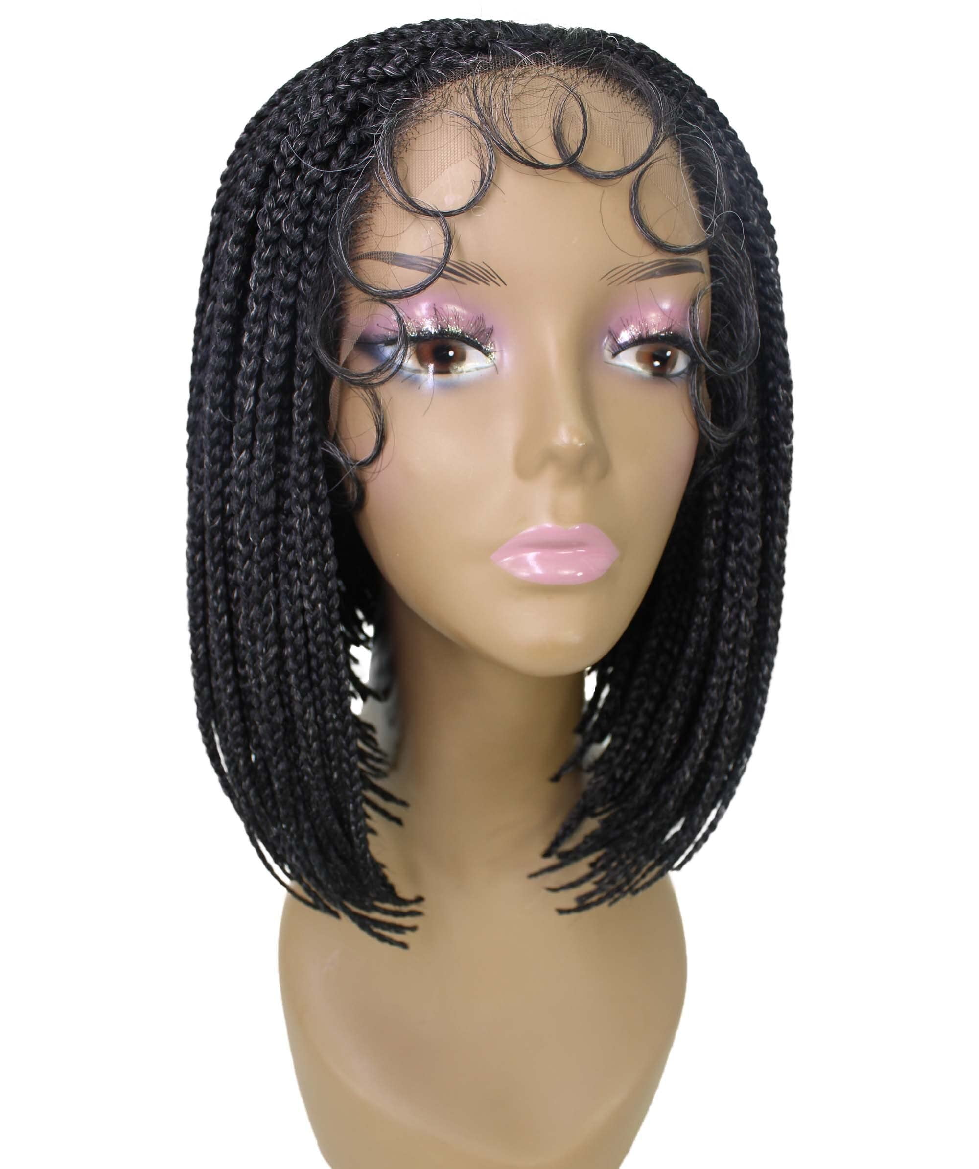 LUXLUXE Jayla Straight Braided 12 in Long Braided Wig, Beauty Heat Resistant Fiber ( Salt and Pepper Grey)