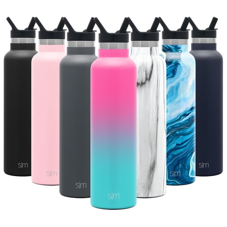Simple Modern 24oz Ascent Water Bottle With Straw Lid - Stainless Steel Hydro Tumbler Flask - Double Wall Vacuum Insulated Small Reusable Metal Leakproof Ombre: Sorbet