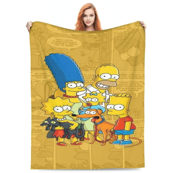 Simpsons Bed Blanket Super Soft Fleece Throw Blanket Lightweight Warm Cozy Cartoon Blankets Gifts for Kids Adults 40"x30"