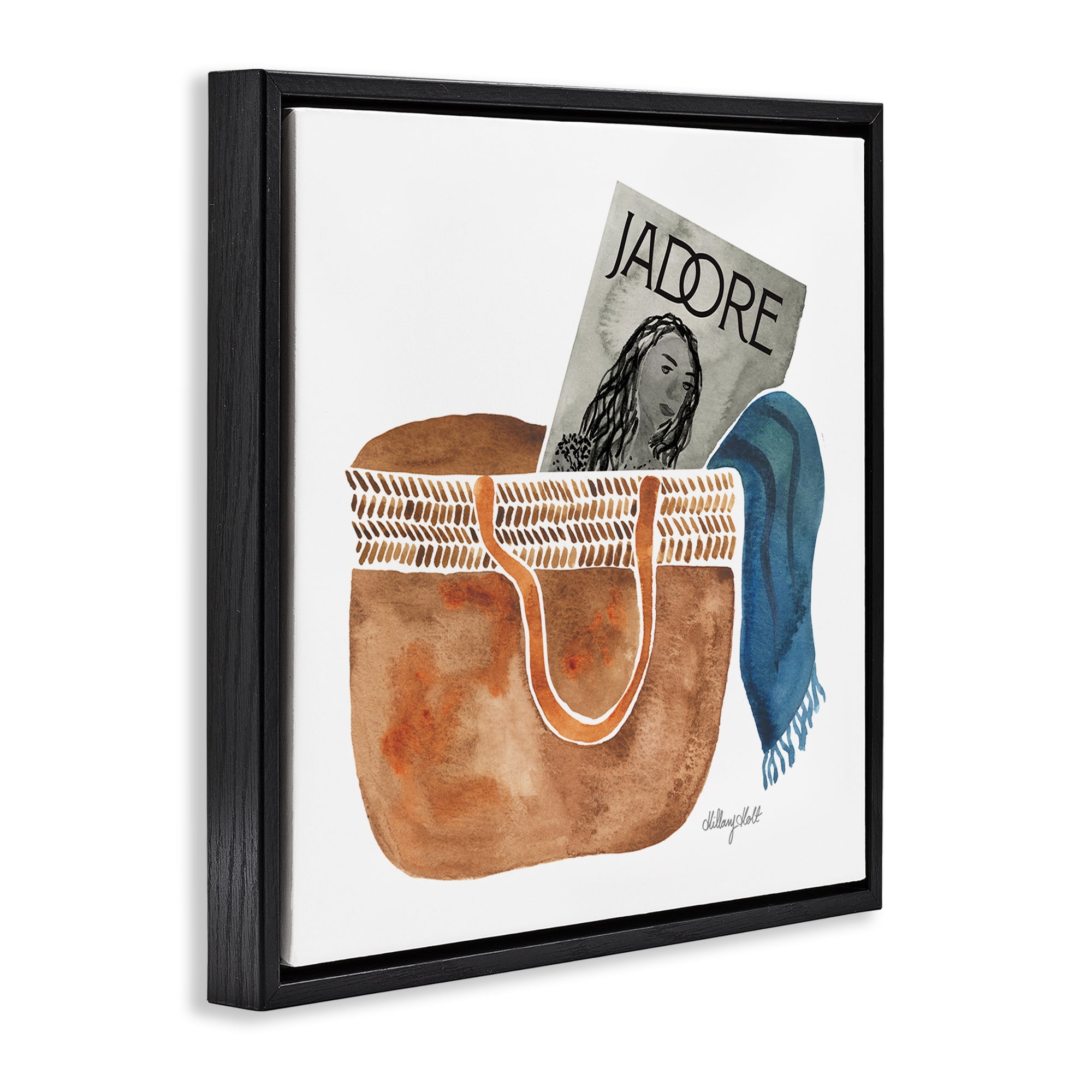 Stupell Industries Tote & Fashion Magazine Black Framed Floater Canvas Wall Art, design by Hillary Holt